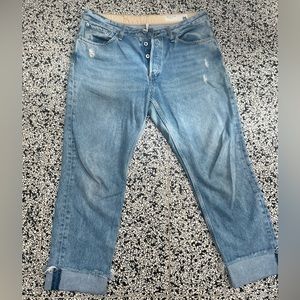 Distressed light blue, Rag and Bone, Rosa mid-rise boyfriend jean. Size 29